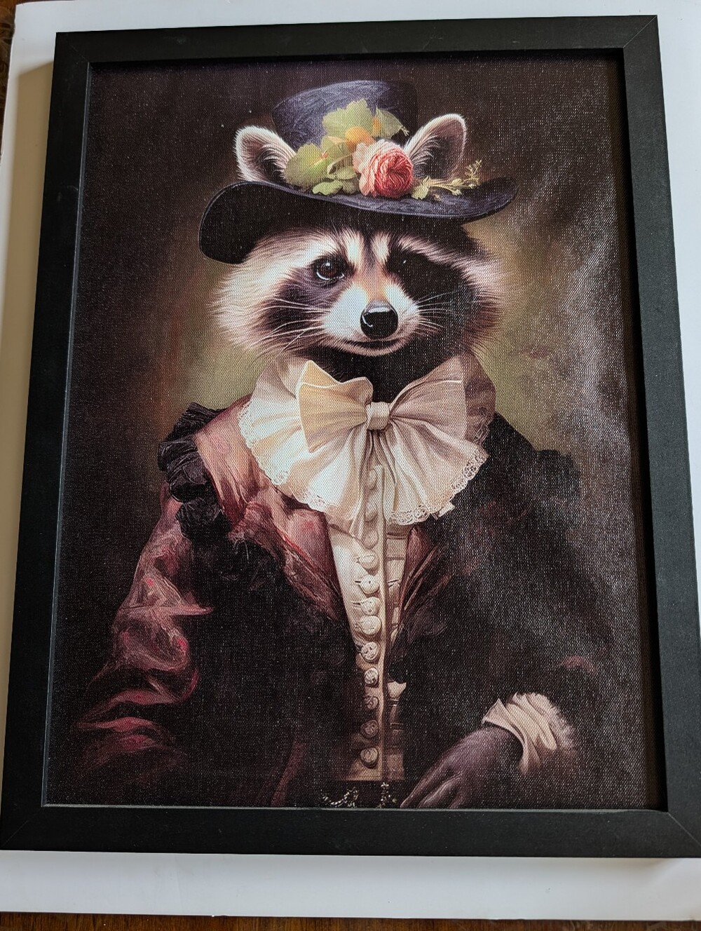 Victorian Raccoon With Top Hat Portrait Wall Art